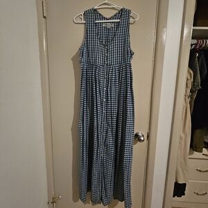 Point Zero Blue Checkered Maxi Dress